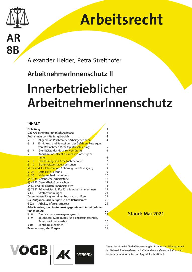 ArbeitnehmerInnenschutz II: Innerbetrieblicher ArbeitnehmerInnenschutz ...